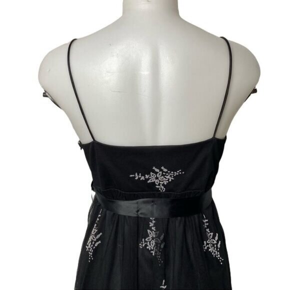 Onyx Sparkle Beaded Floral Little Black Party Dress Size 10 - Picture 7 of 14